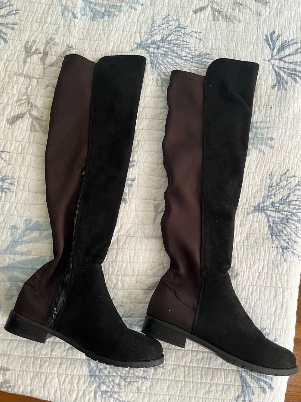 Women's Black Over-the-Knee Stretch Suede Boots
